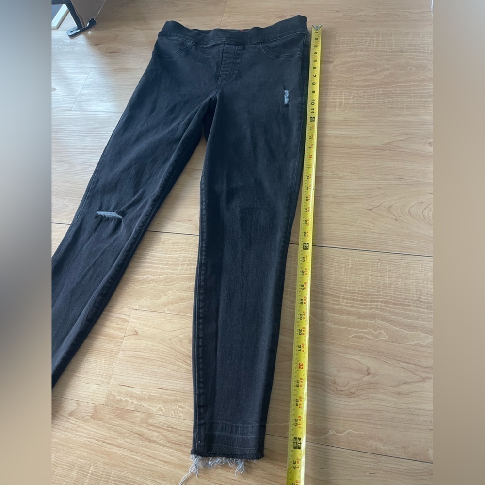 SPANX Vintage Black Distressed Ankle Skinny Pullon Leggings Elastic Waist - Picture 8 of 15